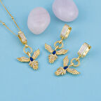 Gümüş Pazarım Beyaz Taşlı Altın Kaplama 925 Ayar Gümüş Anka Kuşu Gümüş Set