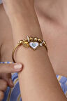 Kalp Yonca Figürlü Altın Kaplama Çelik Kadın Charm Bileklik