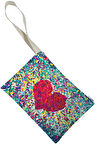 Unisex Kırık Kalp Desenli Portföy Clutch Çanta