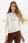 Kadın Fitilli Bisiklet Yaka Kazak 23K0290K1 Ekru