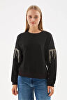 Fashion Friends 24K0101K1 Kadın Kolları Taşlı Sweat