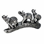 Büyük Polyester Sıralı 3'lü Fil 37 cm