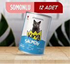 King Sos İçerisinde Et Parçacıklı Somonlu Kedi Konservesi 400 Gr*12 ADET
