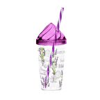 660cc Desenli Pipetli Bardak Lavanta