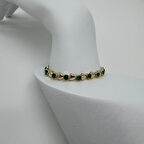 Özel Seri Gold Yeşil Taş Ve Kalp Detay Bileklik - Gold