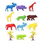 669 Toy Play 12 Parça Renkli Mini Vahşi Hayvanlar Figür Seti 4-6 cm