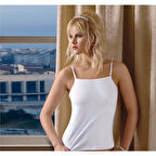 Anıt 2119 Likralı Biyeli İp Askılı Atlet Beyaz Beden L