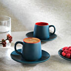 Schafer Aurora 2 Kişilik Kahve Fincan Seti 4 Parça-Lacivert/Kırmızı