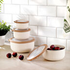 Schafer Ashley 4 lü Yuvarlak Saklama Kabı-Krem