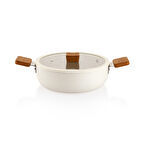 Schafer Ceramoni Seramik Basık Tencere 24 Cm-Krem