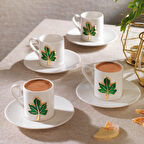 Schafer Zyra 4 Kişilik Kahve Fincan Takımı 8 Parça-Yapraklı