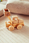  Ahşap Oyuncak Kepçe Renksiz Doğal Boyanabilir Masif Ahşap Oyuncak Dozer Bebek Oyuncağı