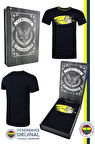 Fenerbahçe Orijinal Lisanslı Sıfır Yaka Lacivert T-Shirt Hediyelik Ahşap Kutulu