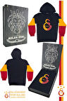 Galatasaray Orijinal Lisanslı Logo Siyah Kapüşonlu Sweat Hediyelik Ahşap Kutulu