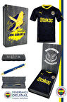 Fenerbahçe Orijinal 23/24 Lacivert Çocuk Forma & Tükenmez Kalem Set Hediyelik Ahşap Kutulu