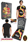 Galatasaray Orijinal Lisanslı Büyük Logolu T-Shirt + Bileklik Set Hediyelik Ahşap Kutulu
