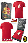 Galatasaray Orijinal Lisanslı Arma T-Shirt + Bileklik Set Hediyelik Ahşap Kutulu