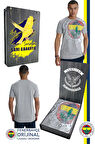 Fenerbahçe Orijinal Lisanslı 6 Renk Logo Gri Tribün T-Shirt Hediyelik Ahşap Kutulu