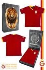 Galatasaray Orijinal Lisanslı Kırmızı Basic Çocuk T-shirt Gs Aslan Baskılı Hediyelik Ahşap Kutulu