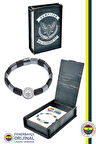 FB BLK 021 Fenerbahçe Orijinal Lisanslı Fb Logo Mat Onix Doğaltaş Bileklik Hediyelik Ahşap Kutulu
