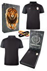 Galatasaray Orijinal Lisanslı 5 Yıldızlı Polo Yaka Siyah T-Shirt + Bileklik Set Hediyeli