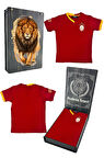 Galatasaray Orijinal Lisanslı 5 Yıldızlı Kırmızı Basic Çocuk T-shirt Gs Aslan Baskılı He