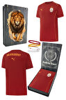 Galatasaray Orijinal Lisanslı Sıfır Yaka Kırmızı Antrenman 5 Yıldızlı T-Shirt + Bileklik Set