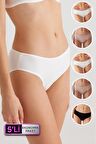 Pierre Cardin Beyaz, Ten, Siyah Classic Brief Normal Bel Kadın 5 Li Külot