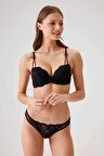 Kadın Siyah 4030 Madrid Balenli Desteksiz Dantelli Sütyen Takim