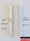 UNİKOM 50'Lİ PAKET 20 CM - 24V - OVAL TABAN - BEYAZ IŞIK 6500K -TENTE LED AYDINLATMA ARMATÜR