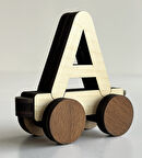 Ahşap, Mıknatıslı ve Döner Tekerli Birbirine Neodyum Mıknatısla Yapışan Özel Üretim İsim Yazılabilir Harf Tren A Harfi