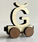 Ahşap, Mıknatıslı ve Döner Tekerli Birbirine Neodyum Mıknatısla Yapışan Özel Üretim İsim Yazılabilir Harf Tren Ğ Harfi