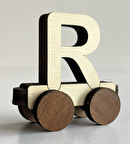 Ahşap, Mıknatıslı ve Döner Tekerli Birbirine Neodyum Mıknatısla Yapışan Özel Üretim İsim Yazılabilir Harf Tren R Harfi