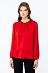 Ekol Kadın Örgülü Saten Bluz 2003 Kırmızı