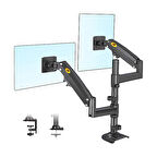 North Bayou NB H180 22-32" Çift Kol Amortisörlü 2-12 kg Monitör Standı Siyah