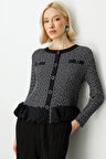 Ekol Kadın Piliseli Desenli Bluz 3901 Siyah