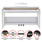 Jwin Sapphire SDP-214 Çekiç Aksiyonlu 88 Tuşlu Dijital Piyano - Beyaz