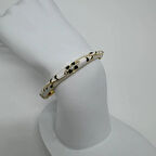 Özel Seri Beyaz-Yeşil Çiçekli Mineli Kelepçe - Gold