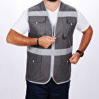 Formteks İşçi Çok Cepli Reflektörlü  Alet Yeleği Gri