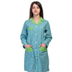 Formteks Temizlik Önlük Zefir Yeşil Beyaz Kareli