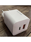 SHAZA SG2501/33/WT Dual 33W PD USB-C 18W 3A USB Şarj Adaptörü Beyaz