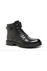 77648 Siyah Kışlık Bağcıklı Fermuarlı Deri Erkek Bot
