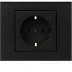 Ovivo Grano Metallıc Topraklı Priz Metalik Siyah