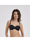 Moonlight 2905 Siyah Balenli Desteksiz Soft Kap Straplez Sütyen 