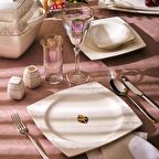 Emsan Fine Bone Golden Leaf Yemek Takımı 60 Parça Gold Kare