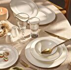 Emsan Alicia Fine Bone 60 Parça 12 Kişilik Yemek Takımı Yuvarlak Gold