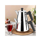 Yonca Lines L-3064 Piramit Orta Boy Çelik Çaydanlık Bakalit Siyah