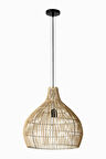 Rattan Style - Bambu Siyah Renkli, Hasır Şapkalı, Sarkıt Avize, E.4432-2