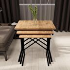 3 lü Zigon Sehpa Metal Sehpa Atlantik Çam 1291