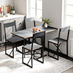 Katlanır 4 Kişilik Mutfak Masa Sandalye Takımı Füme 1417